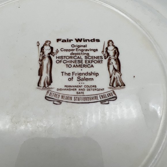 Vintage Fair Winds Friendship of Salem Dinner Plate Alfred Meakin England 10.5" - Picture 8 of 8